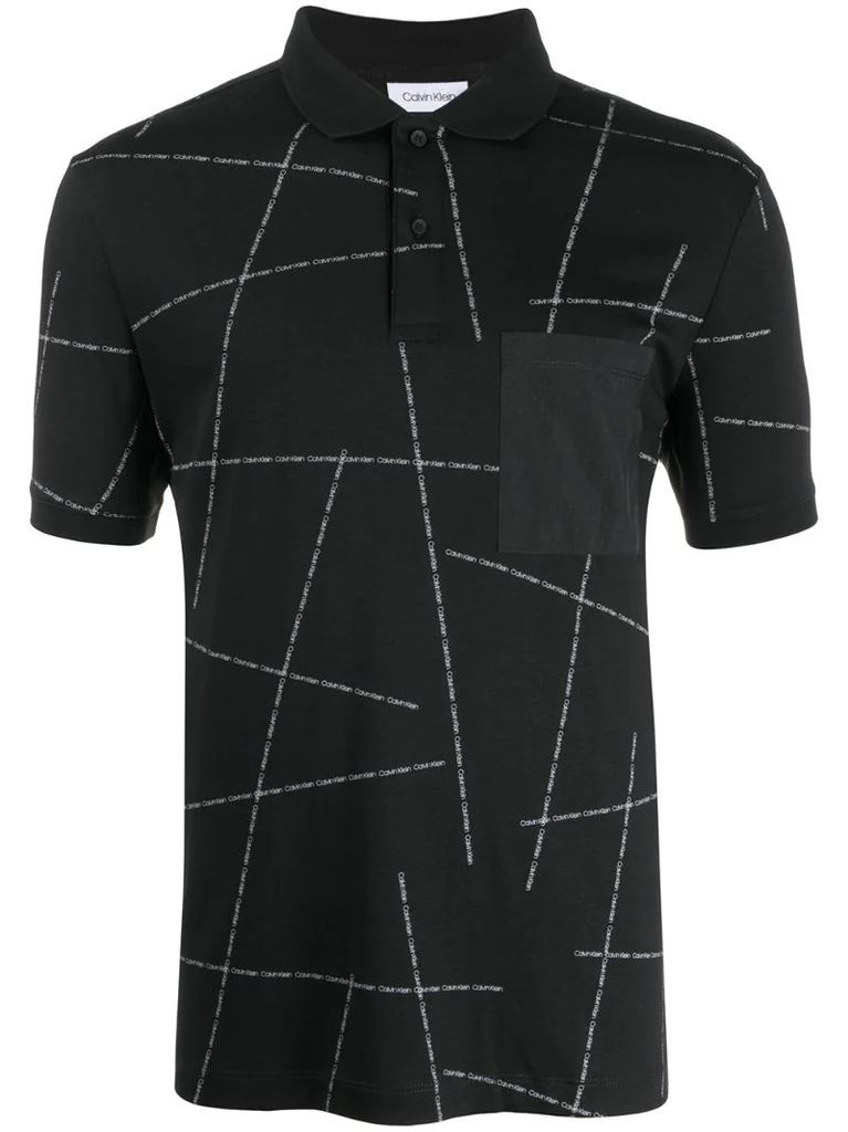geometric logo print polo shirt