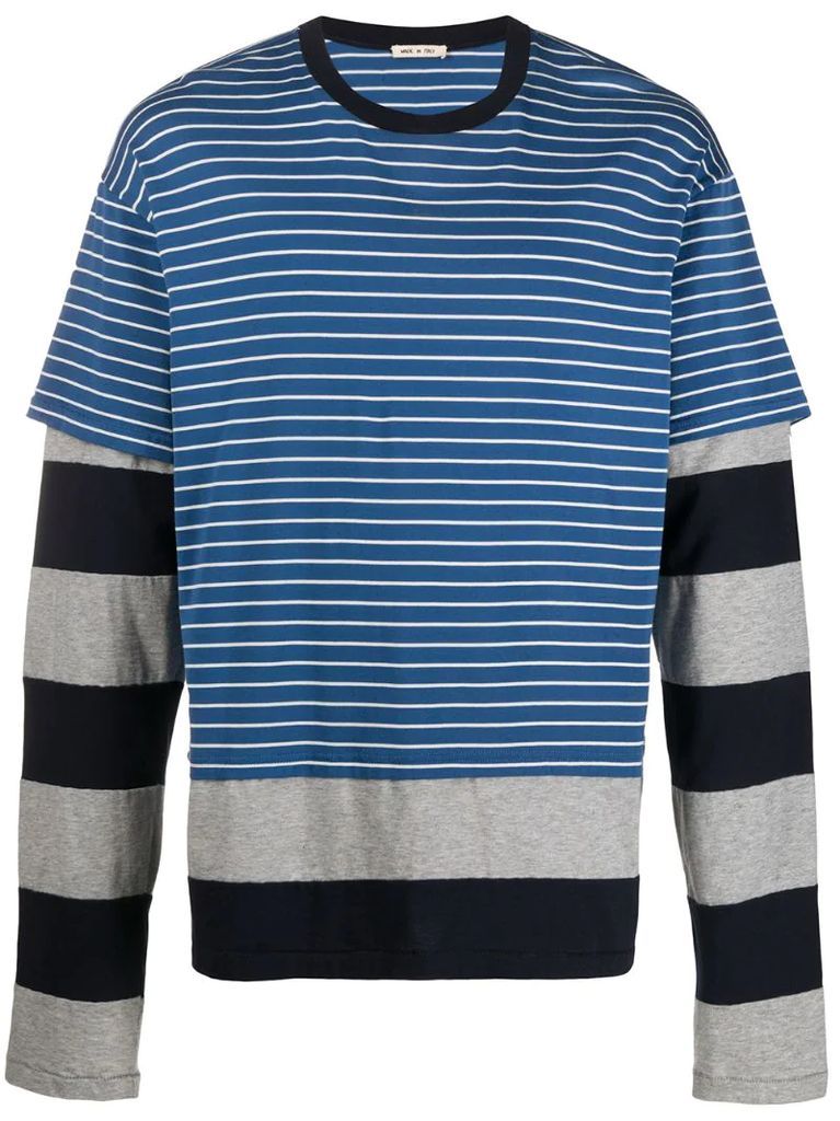 double layered striped T-shirt