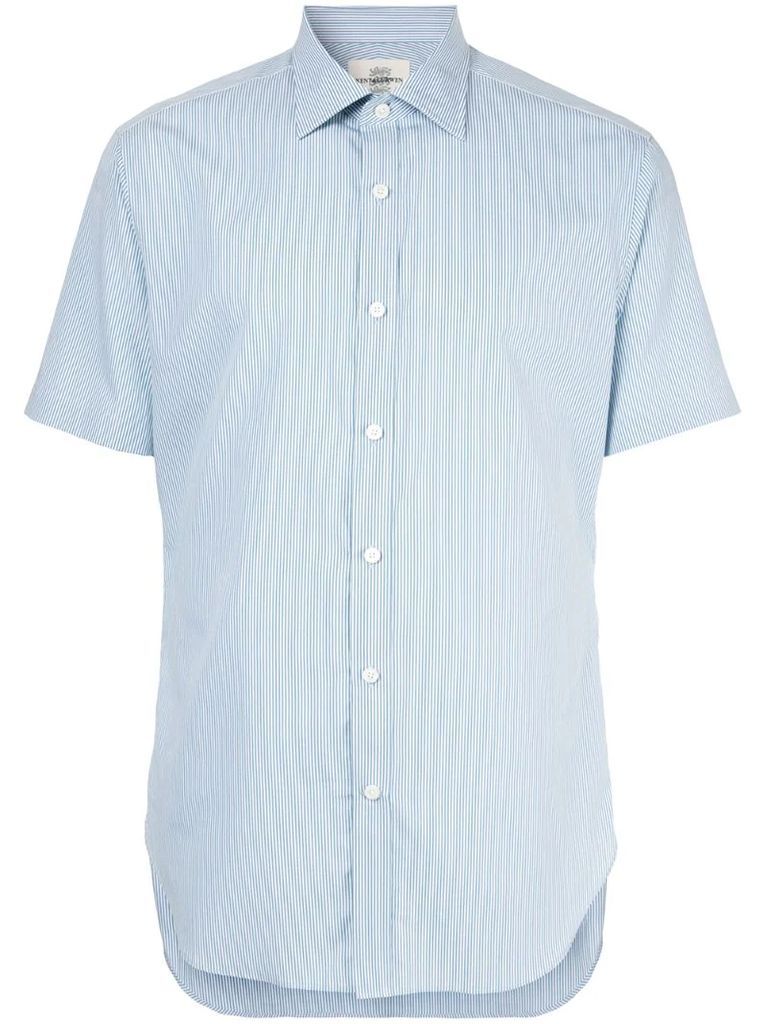 striped short-sleeve fitted shirt
