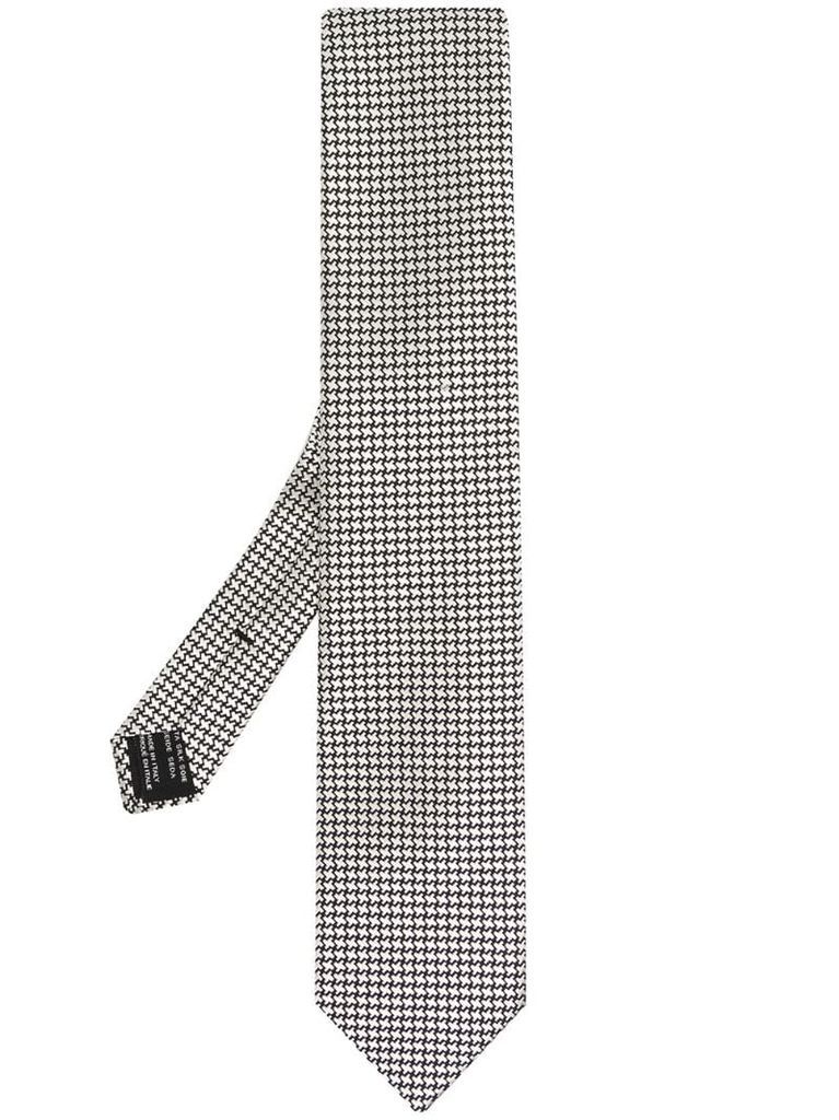 houndstooth-pattern silk tie