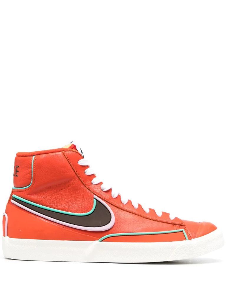 leather hi-top trainers
