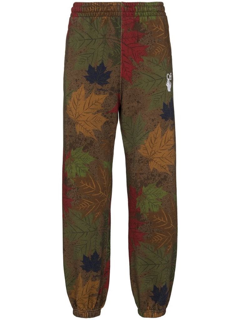 slim-fit autumn leaves trousers