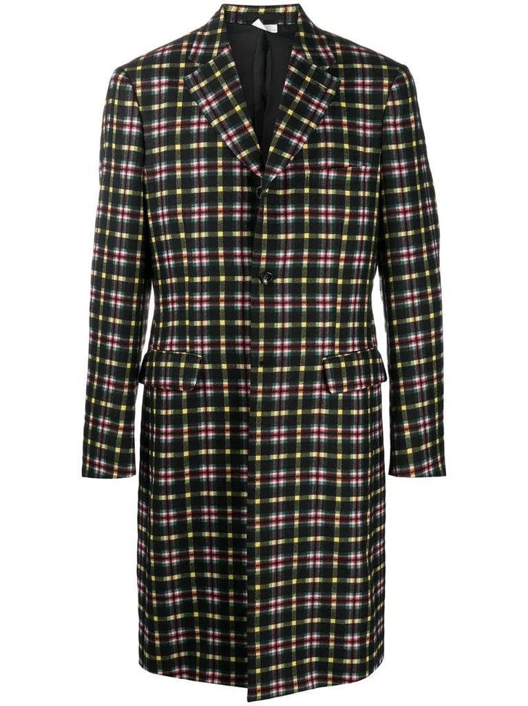 check-pattern cut-out midi coat
