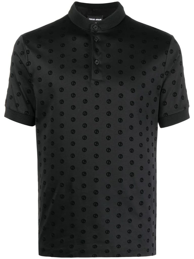 monogram patterned shortsleeved polo shirt