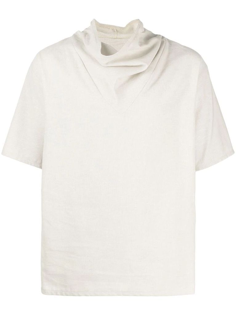 cowl-neck cotton T-shirt