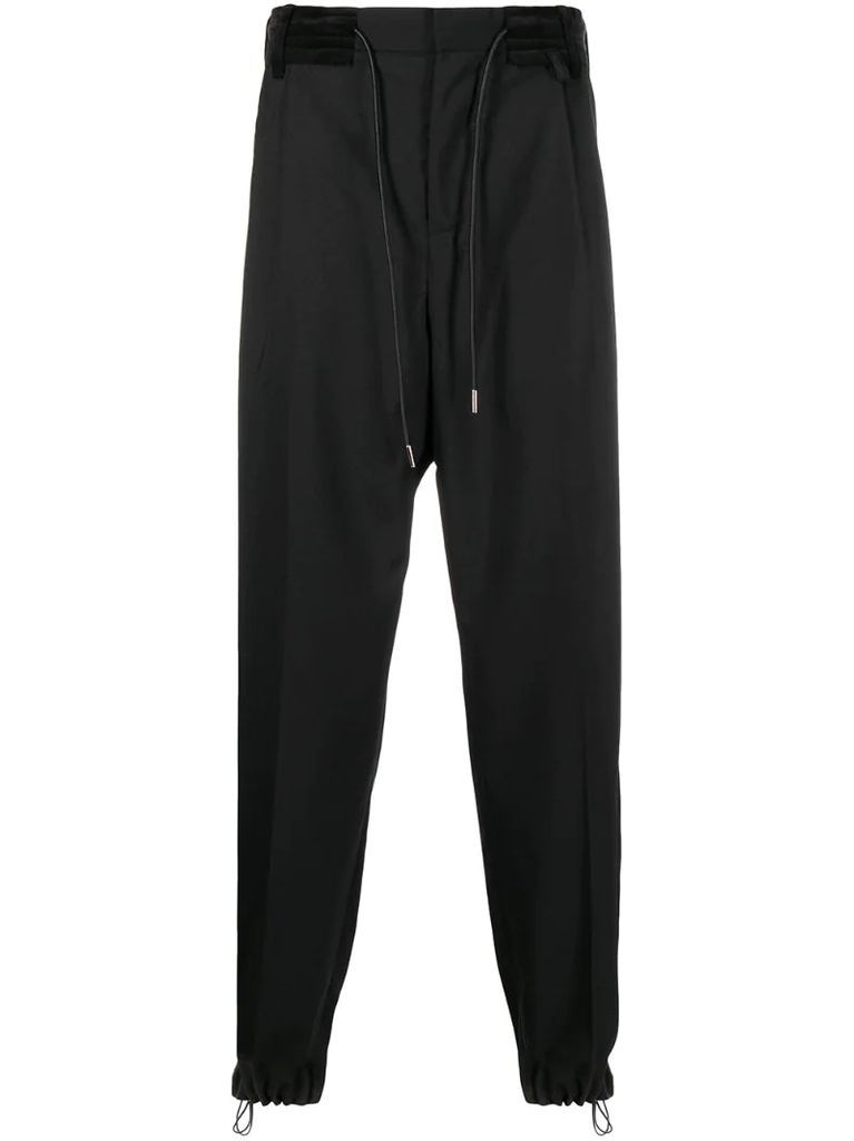 tie-fastening tapered trousers