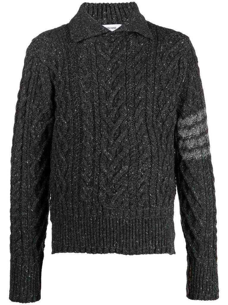 spread collar cable-knit jumper