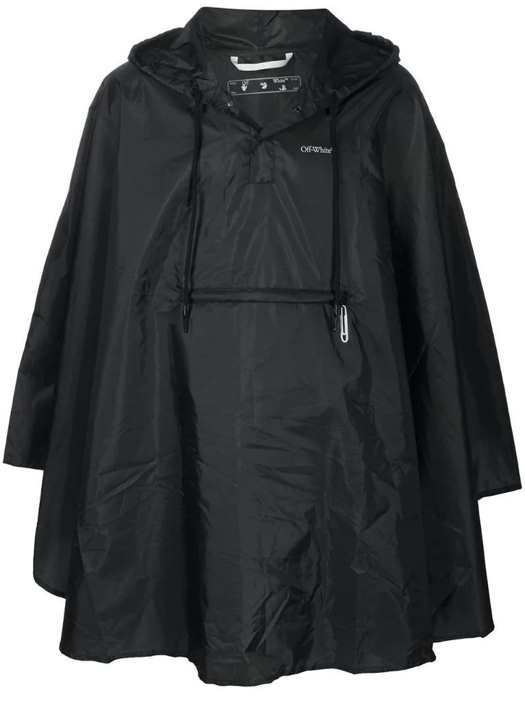 logo-print cape-style raincoat