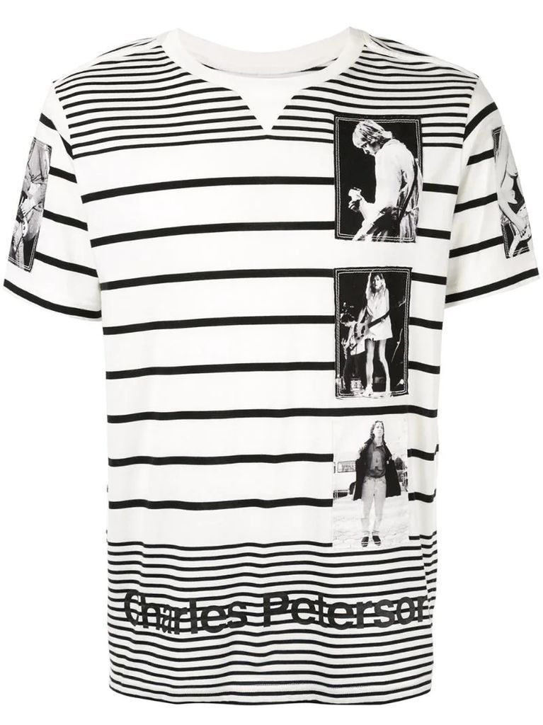 striped photographic print T-shirt