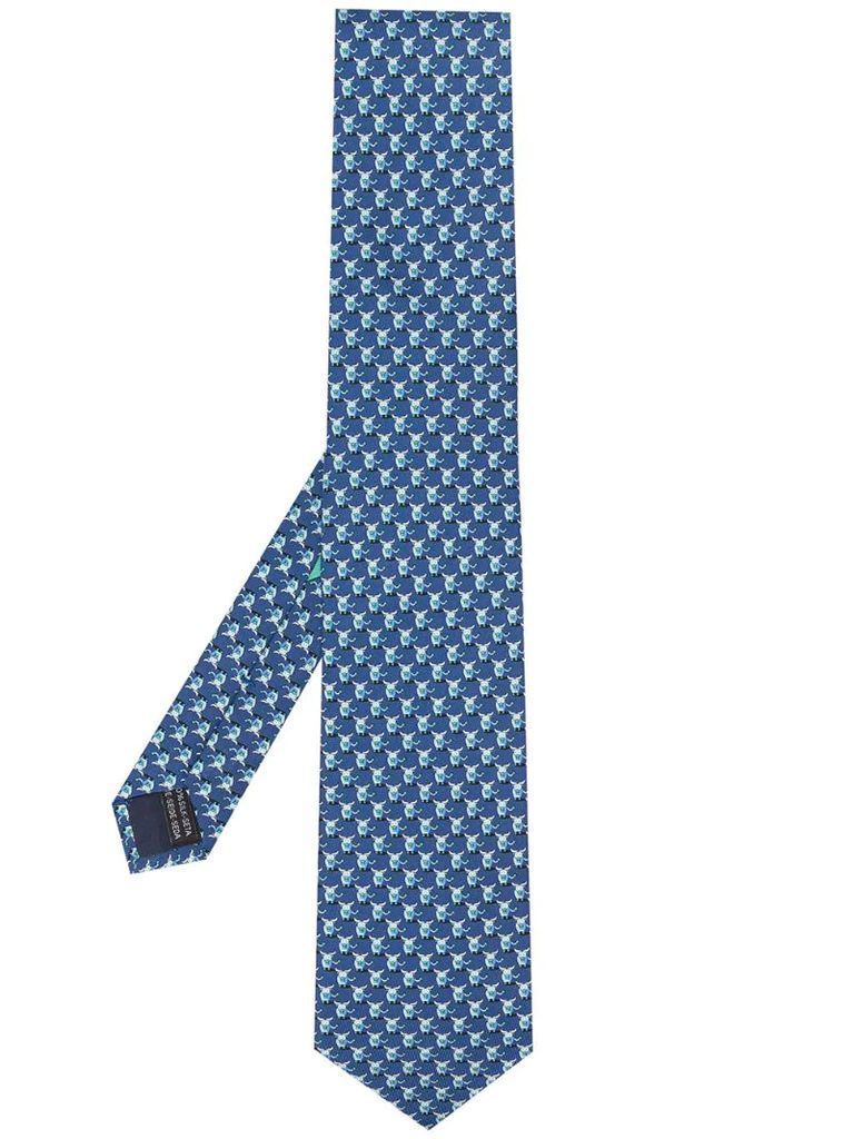 Ox print silk tie