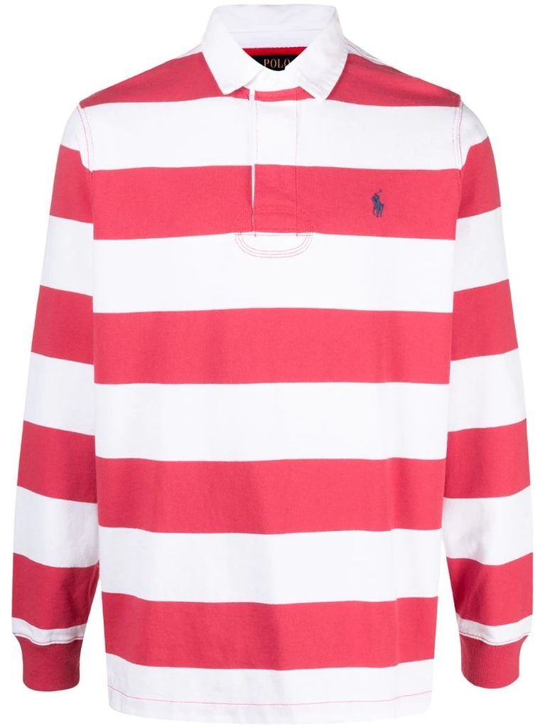 striped logo polo shirt