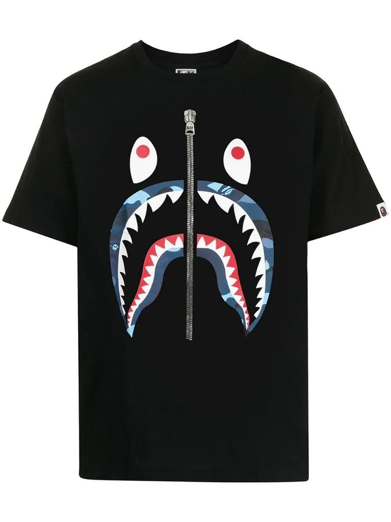 Camo Shark zip T-shirt