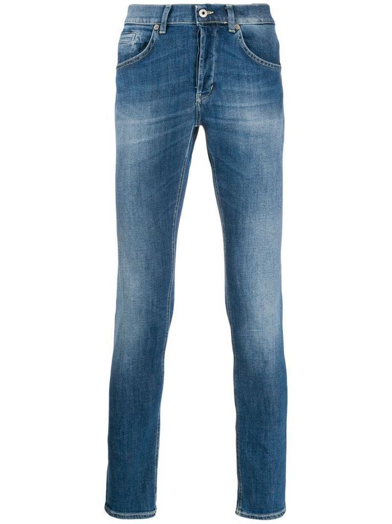 light-wash fitted jeans