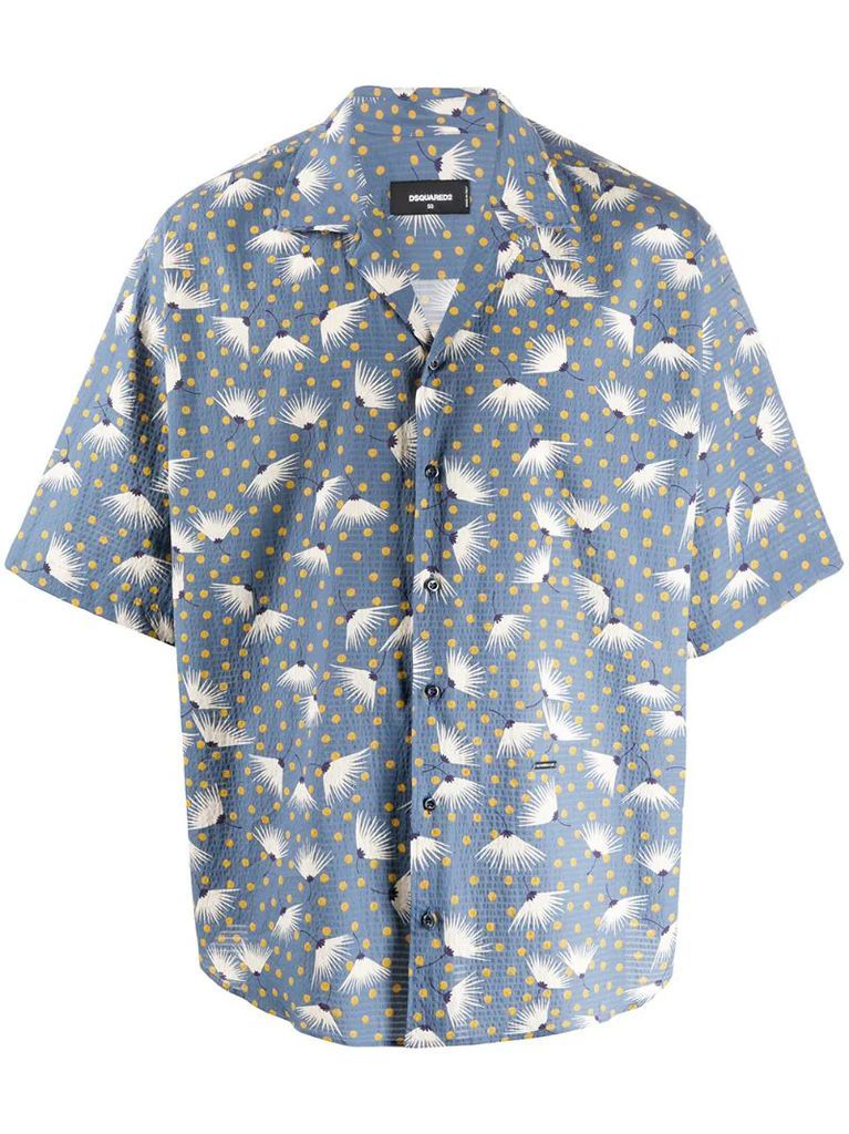 dandelion print short-sleeved shirt