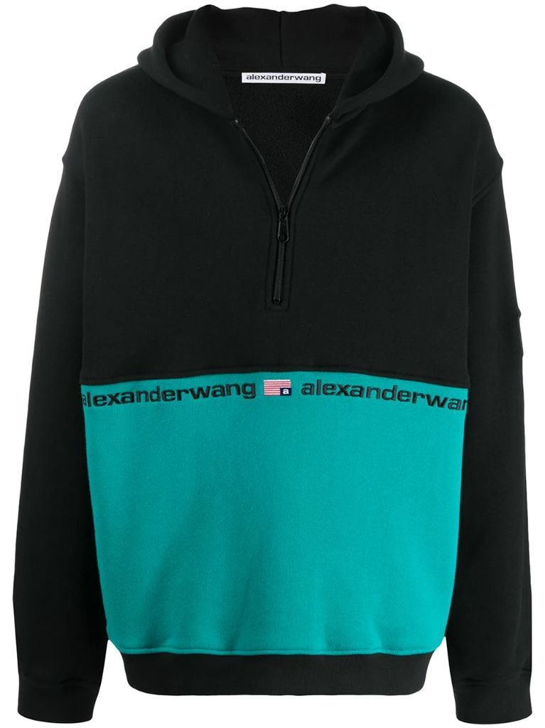 bi-colour hooded sweatshirt