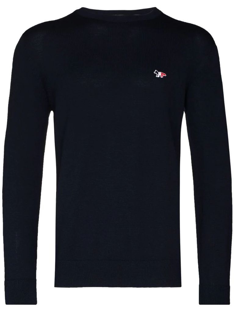 embroidered logo wool jumper