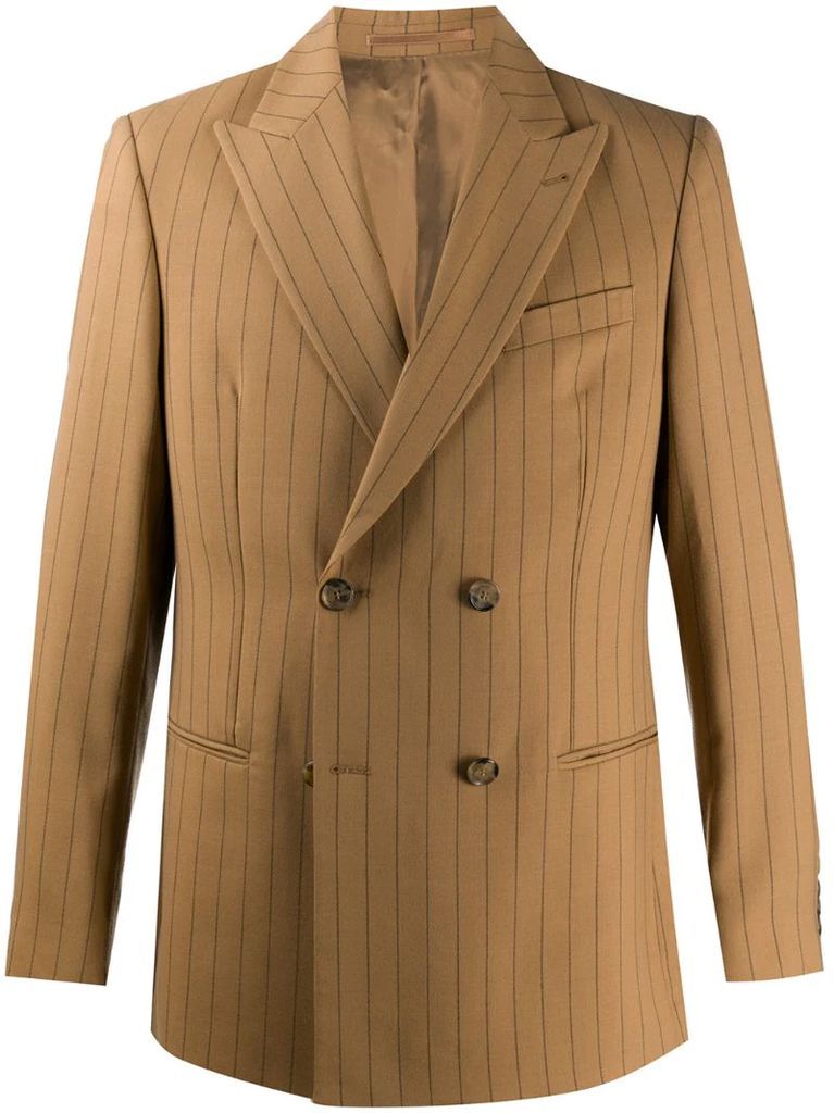 pinstriped double-breasted blazer