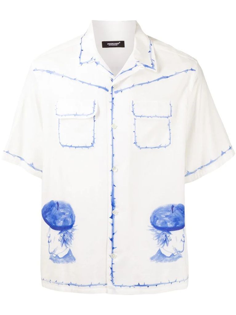 painterly-print cotton shirt