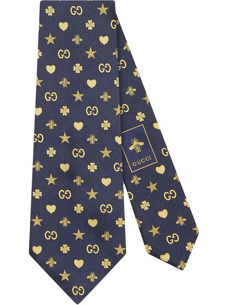 Symbols motif silk tie
