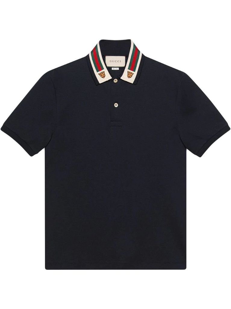 Cotton polo with Web and feline head