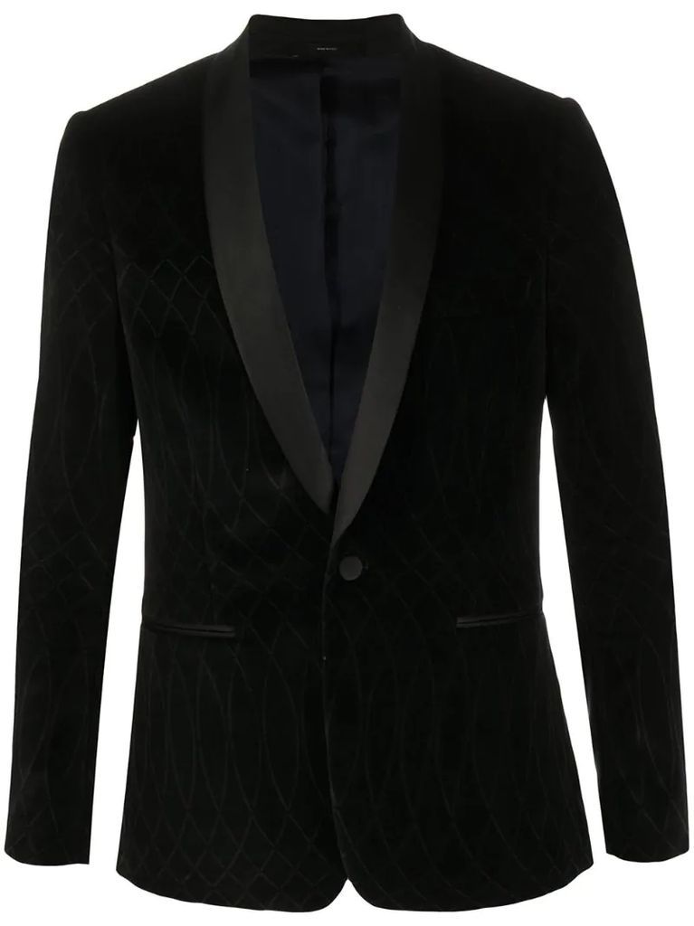 geometric velvet blazer