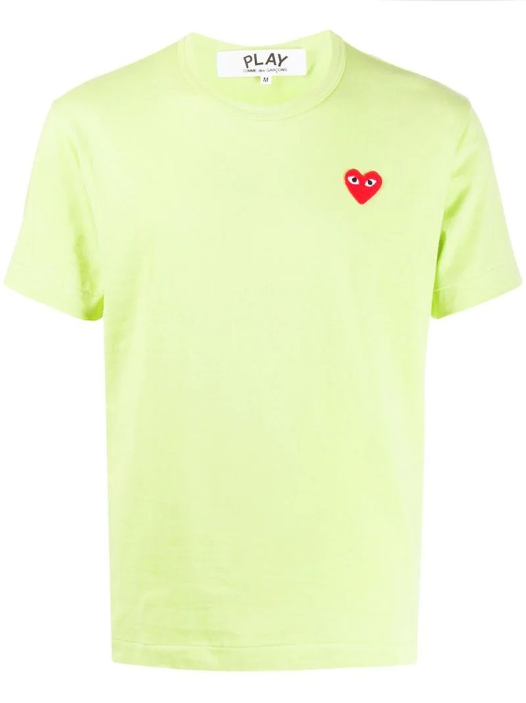 heart embroidered round neck T-shirt