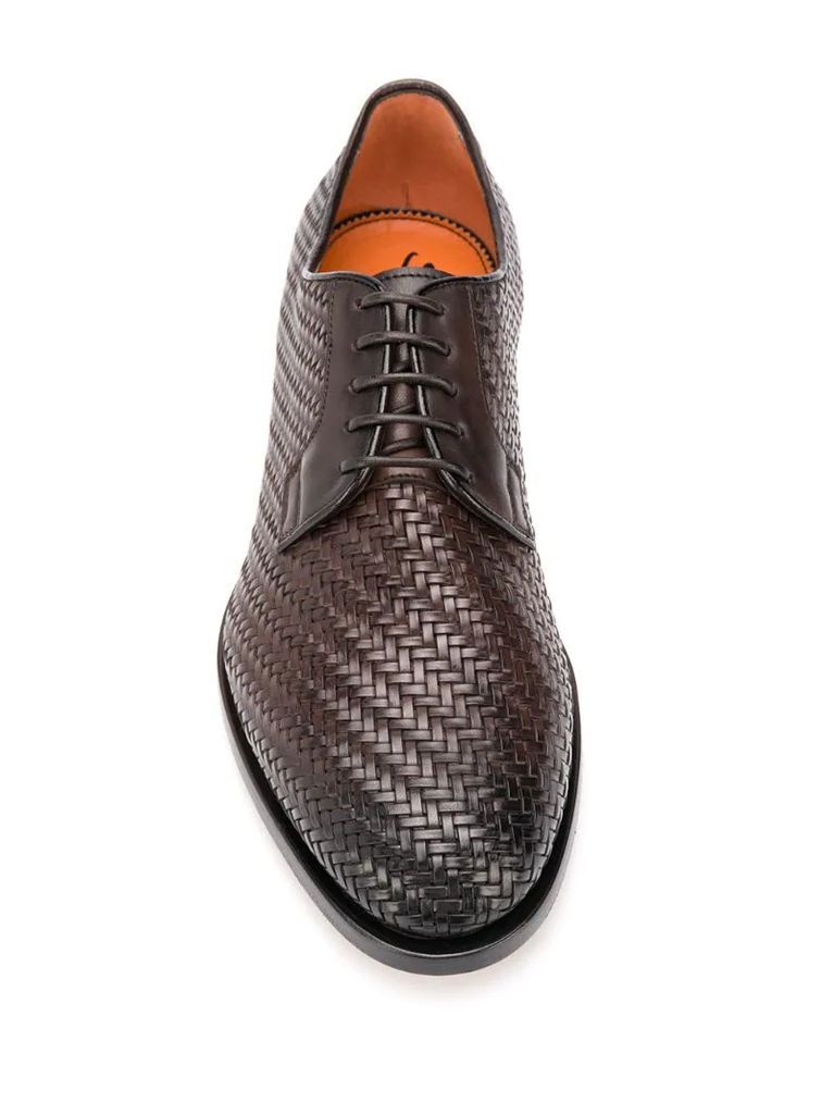 woven-effect lace-up shoes