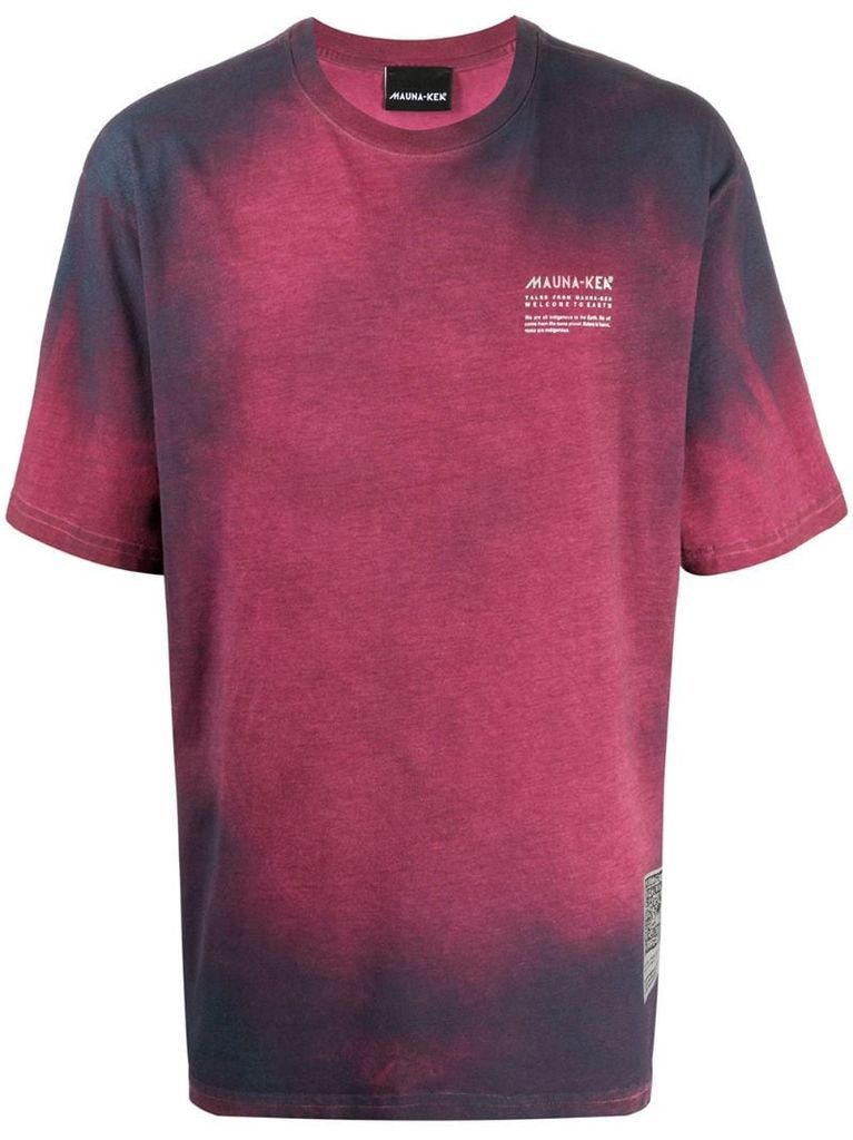 two-tone tie-dye logo print T-shirt