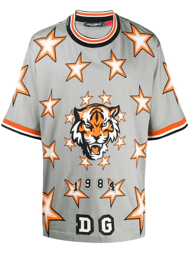 tiger star-print T-shirt