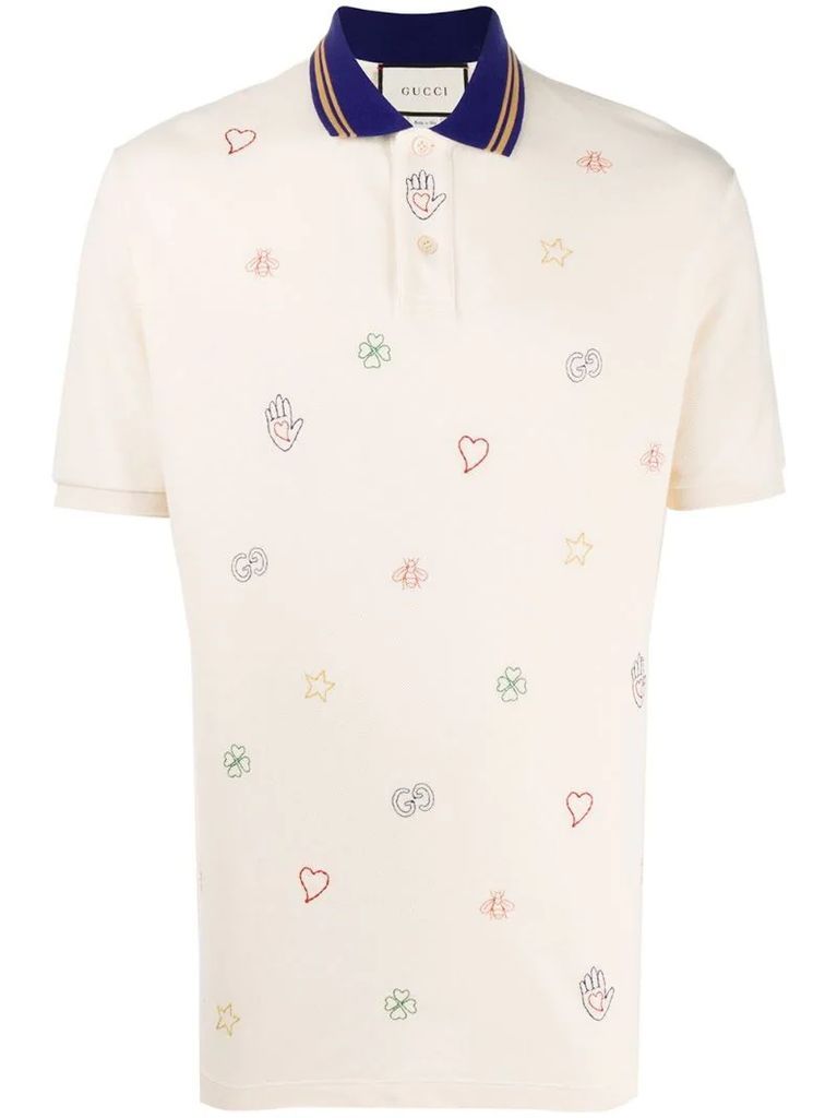 symbols embroidery polo shirt