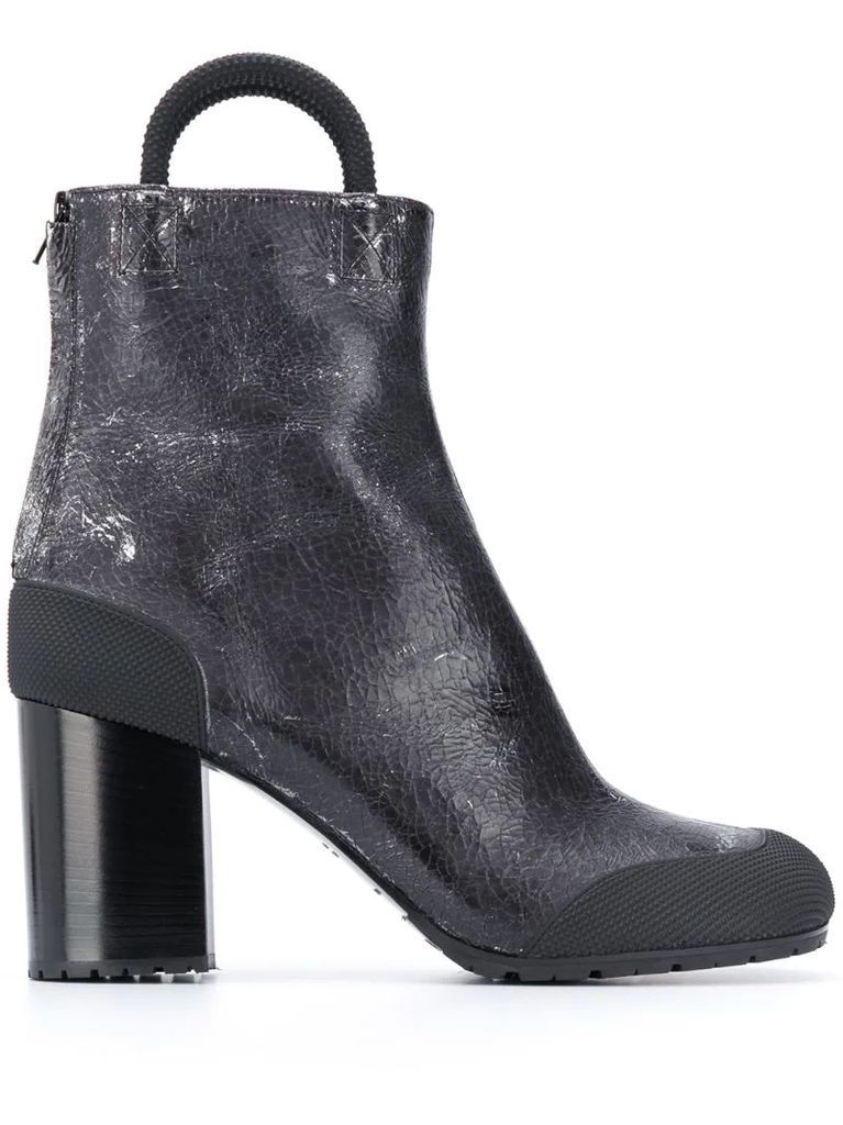 cracked leather ankle boots