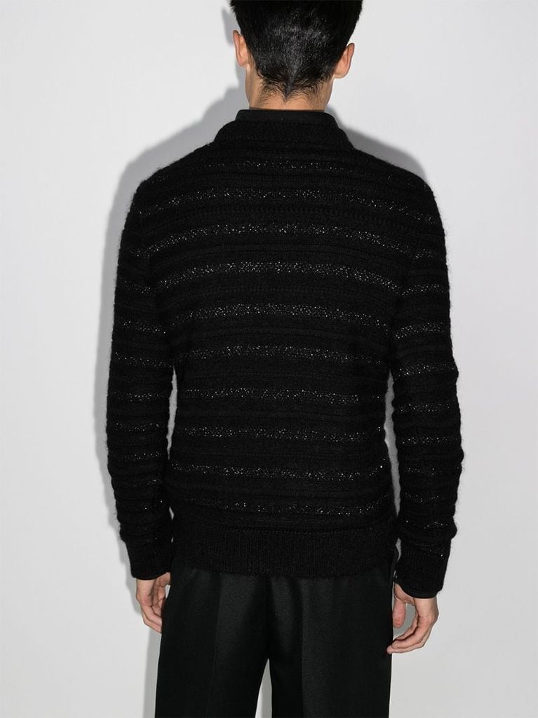 stripe-pattern intarsia-knit jumper