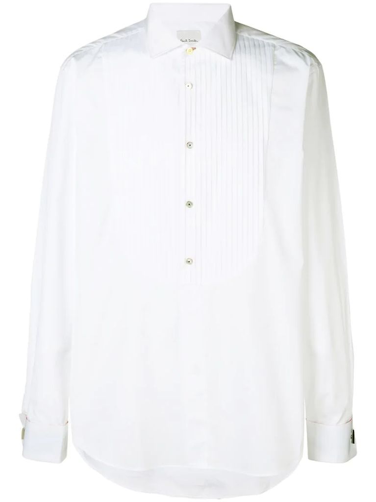 pleated long-sleeve shirt