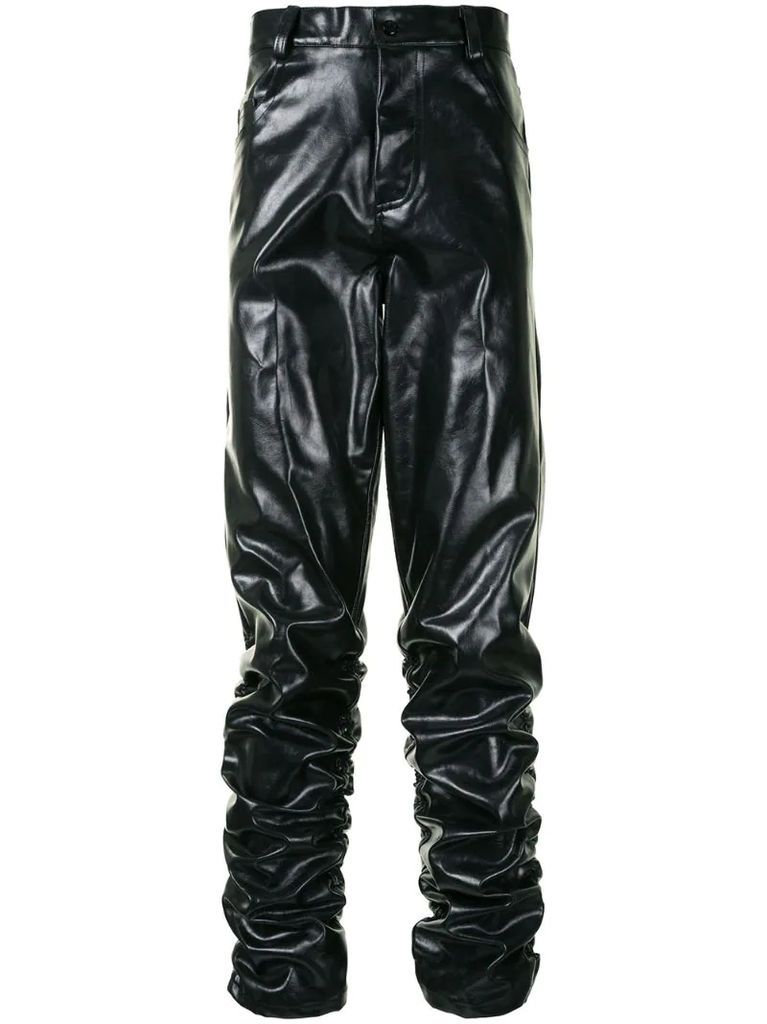 patent leather long trousers