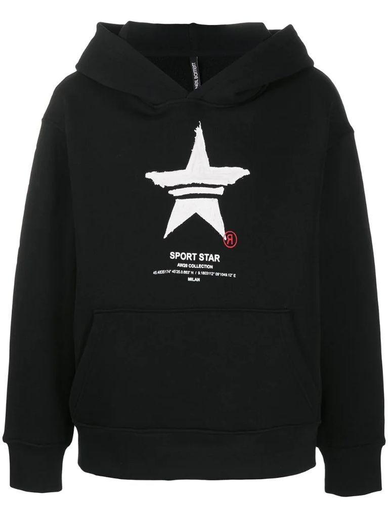 hand-painted Sports Star print hoodie