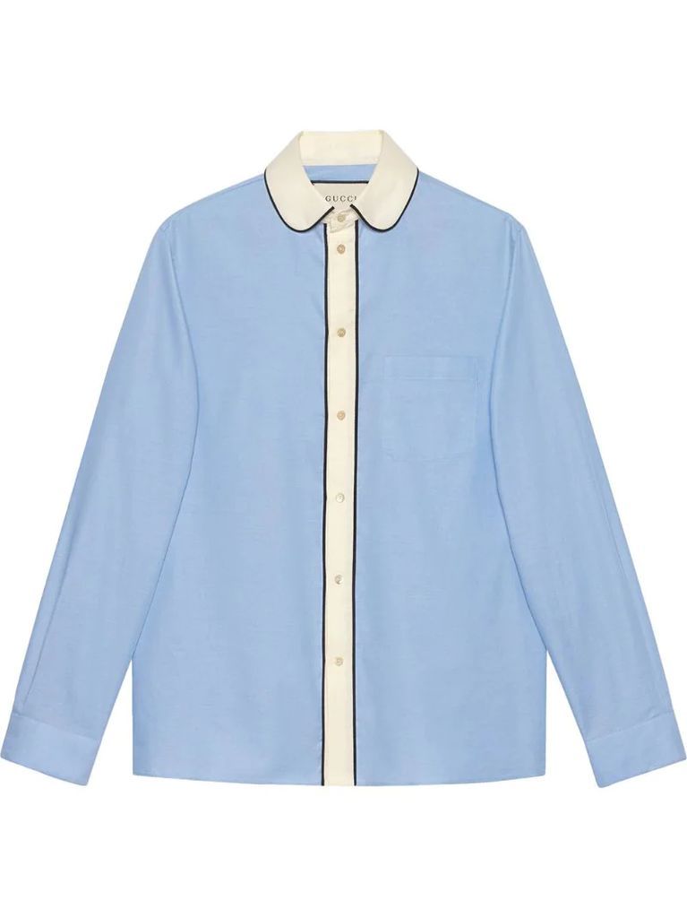 round-collar Oxford cotton shirt