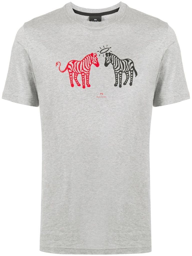 short-sleeved zebra print T-shirt