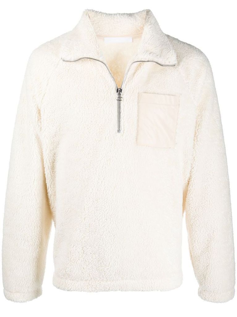 shaggy fleece pullover sweatshirt
