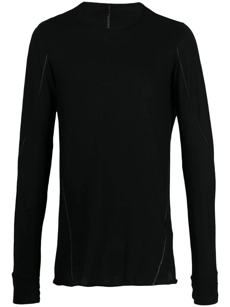 long sleeved contrast stitch T-shirt