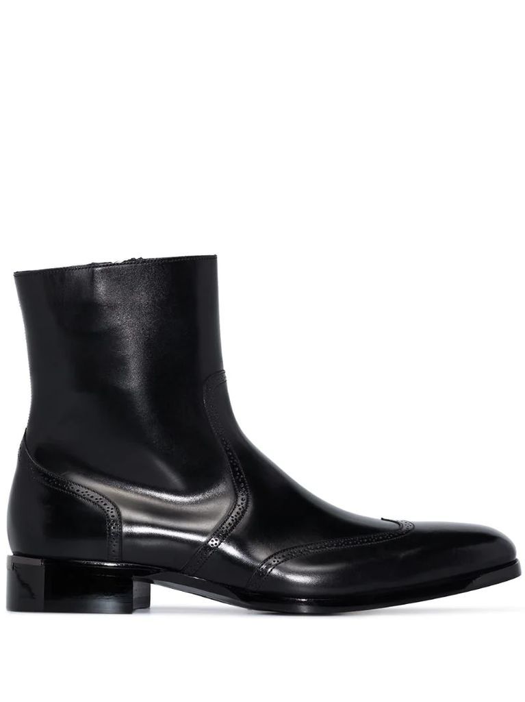zip leather ankle boots