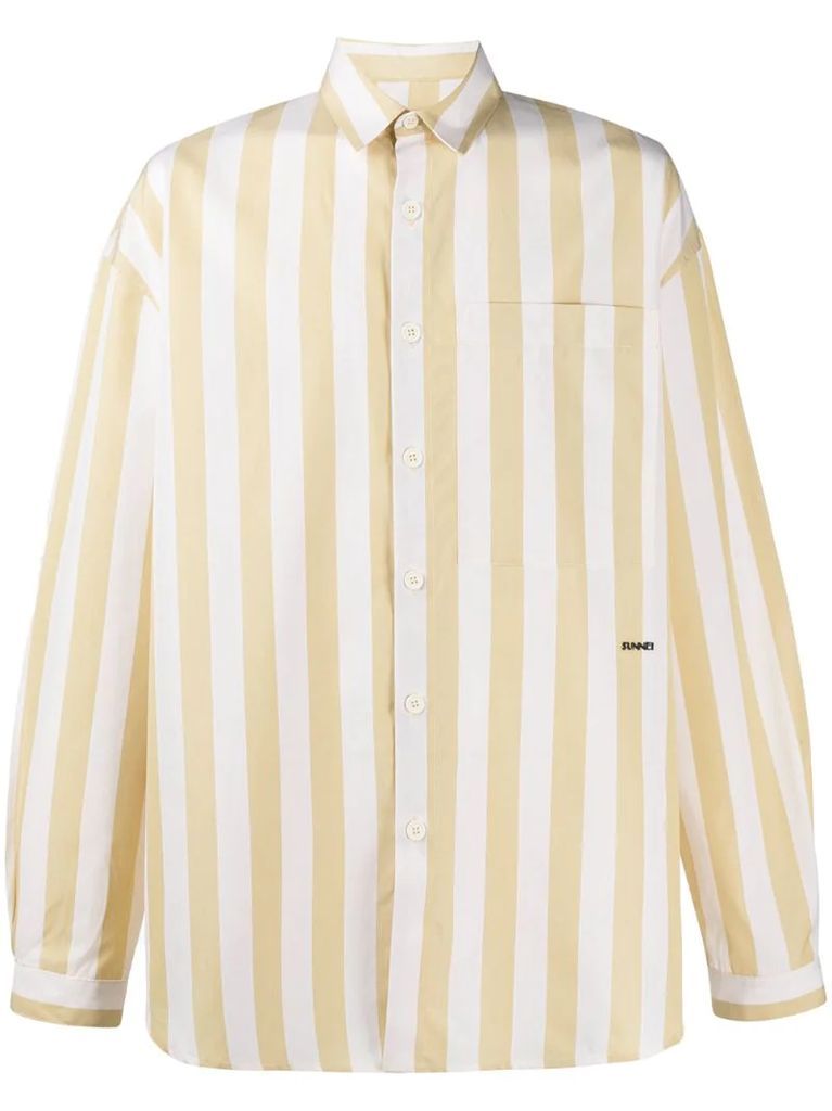 vertical stripe-print shirt