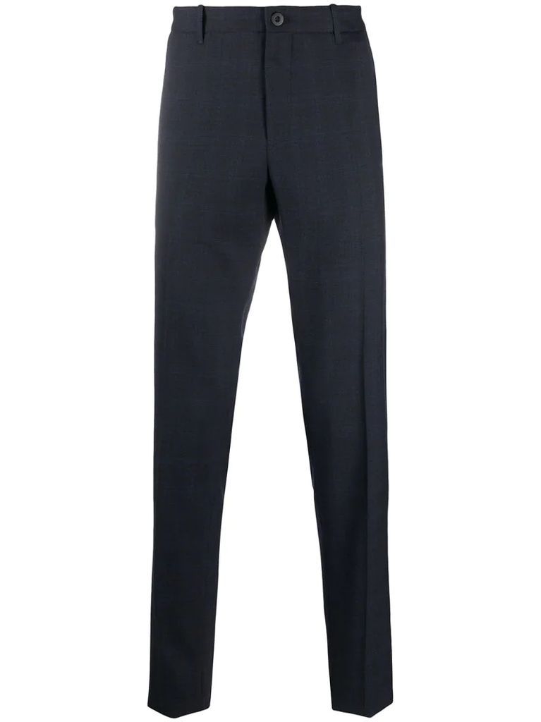 check slim-fit trousers