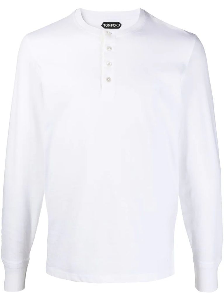 buttoned long-sleeve T-shirt