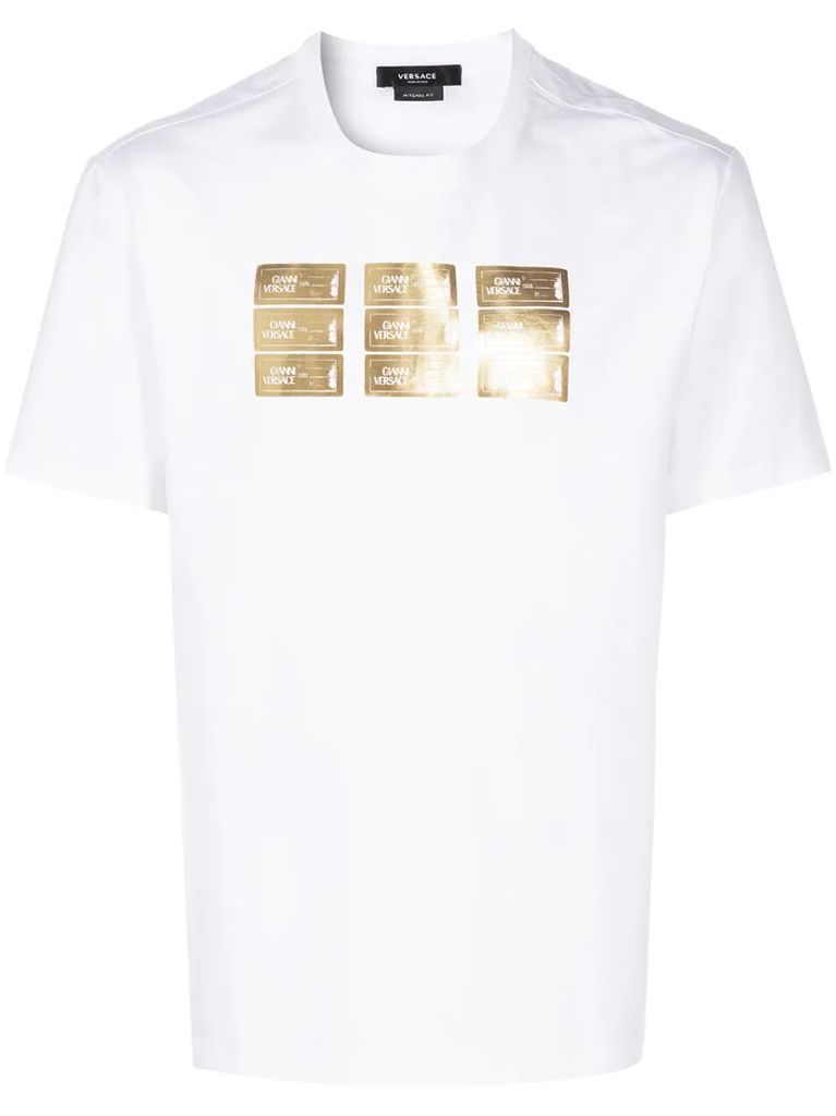 metallic Signature tag T-shirt