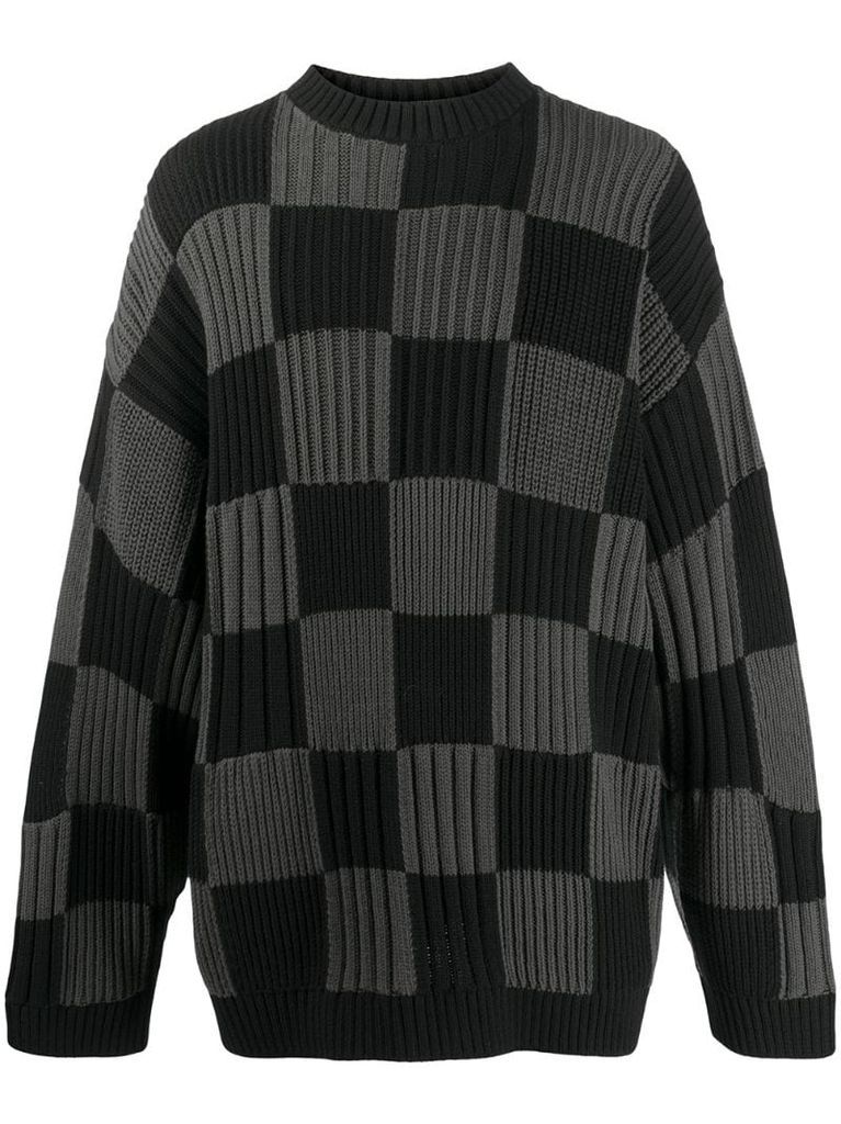 checkerboard knitted jumper