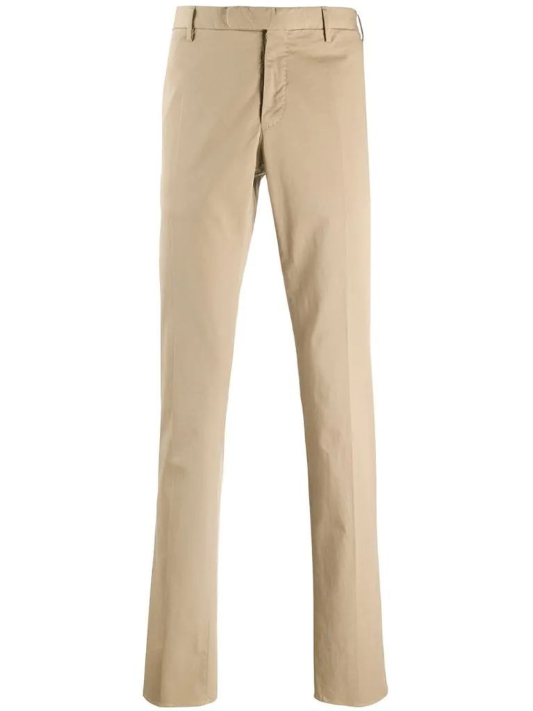 high-rise straight-leg chinos