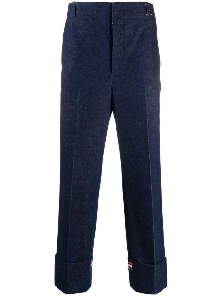 washed denim tailored trousers