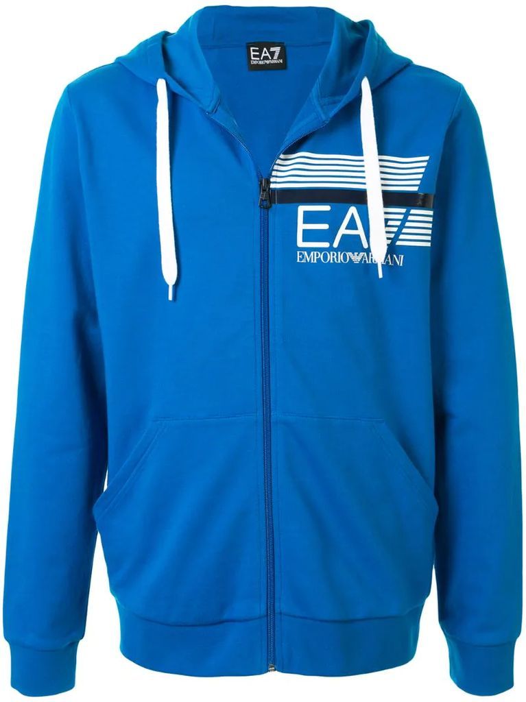 logo print zip-up hoodie