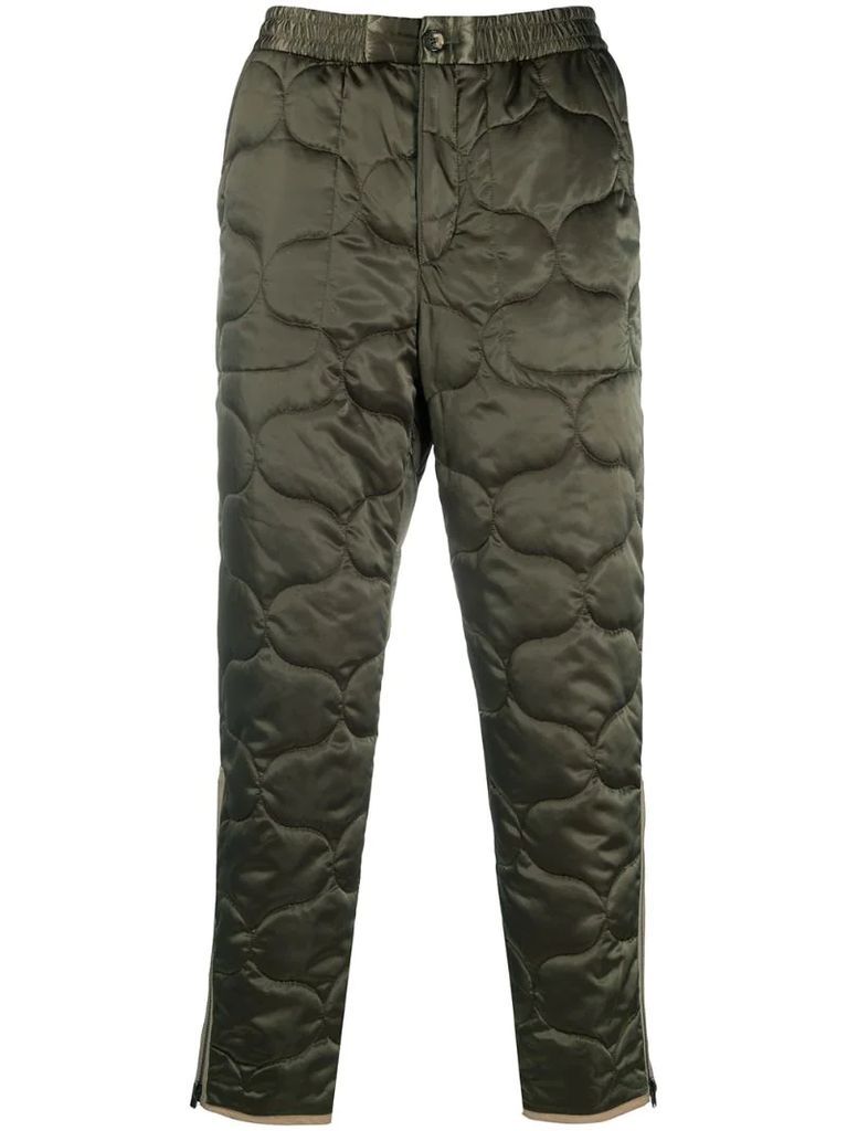quilted track pants with zip