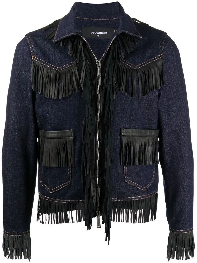 fringe detailed denim jacket